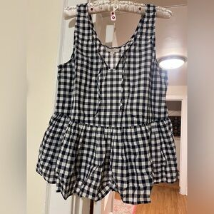 Black and White Gingham Sleeveless Top